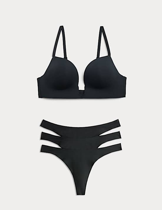 Body Invisibles Wired Push Up Plunge Bra Set A-E