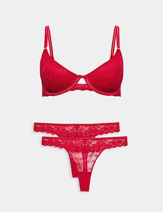 Ida Lace Wired Demi Cup Bra Set A-E