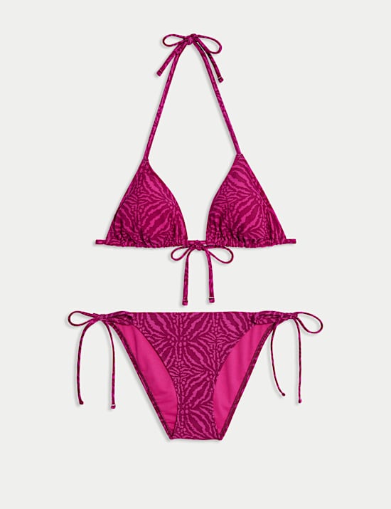 Printed Halterneck Triangle Bikini Set