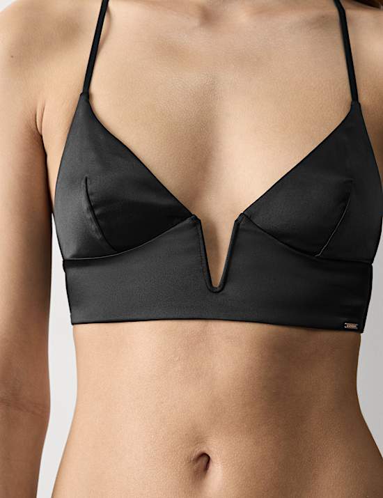 Black Label Satin Bralette Set