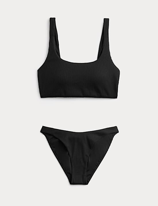 Bikini &agrave; d&eacute;collet&eacute; rond et motif c&ocirc;tel&eacute;