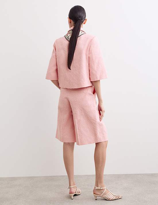Pure Cotton Textured Trucker Jacket & Trouser Set