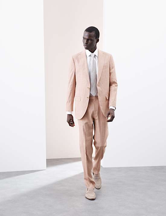 Costume coupe ajustée en lin mélangé de performance italien