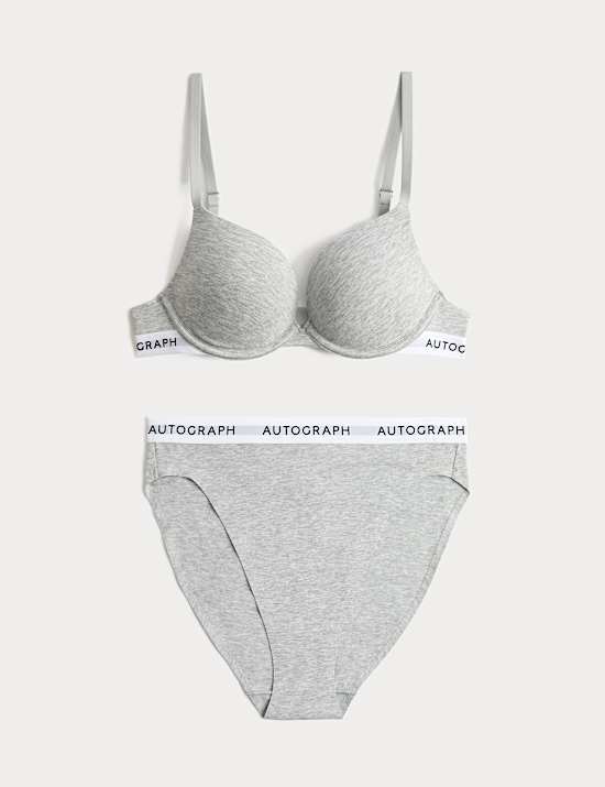 Lille Cotton Rich Wired Push-Up Plunge Bra Set A-E