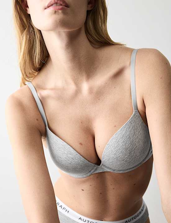Lille Cotton Rich Wired Push-Up Plunge Bra Set A-E