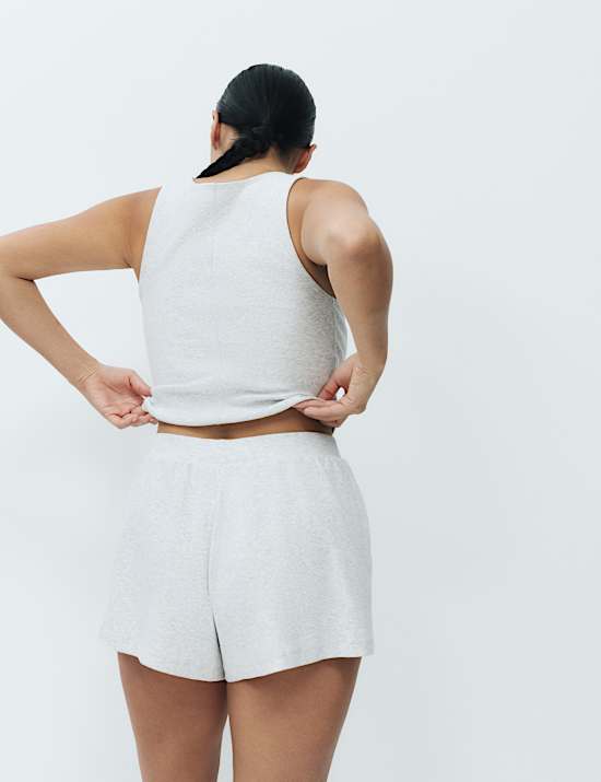 Conjunto de pantal&oacute;n corto y camiseta de pijama de algod&oacute;n acanalado