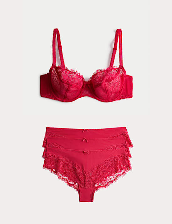 Jasmine Lace Wired Balcony Bra Set A-E