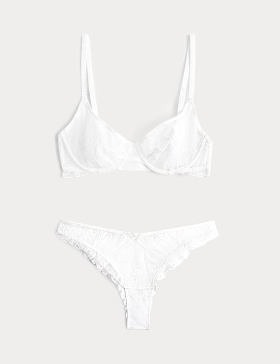 Helena Embroidery Wired Demi Cup Bra Set A-E