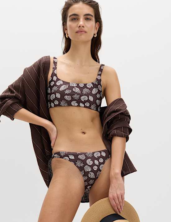 Printed Scoop Neck Bikini Set
