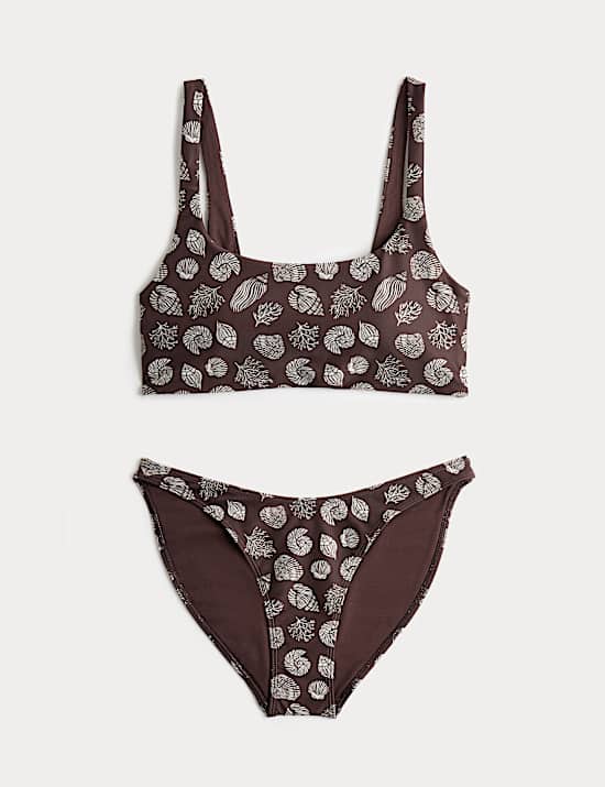 Printed Scoop Neck Bikini Set