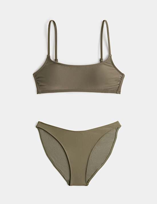 Wattiertes kurzes Bikini-Set mit U-Ausschnitt