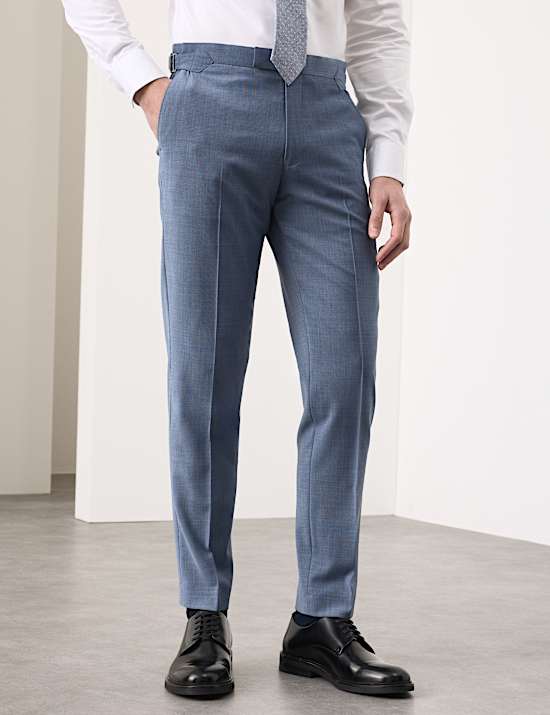 2 Piece Tailored Fit Wool Blend Hopsack Stretch Suit