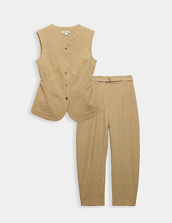 Cotton Rich Checked Seersucker Waistcoat & Trousers Set