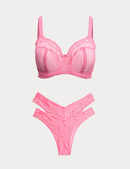 Mesh Wired Extra Support Bra Set F-J