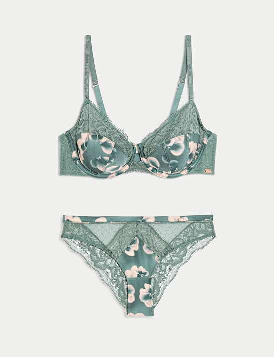 Kalina Silk & Lace Wired Balcony Bra Set A-E