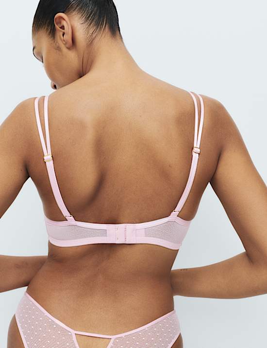 Leah Embroidery Wired Demi Cup Bra Set F+