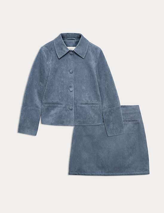Suede Jacket & Skirt Set