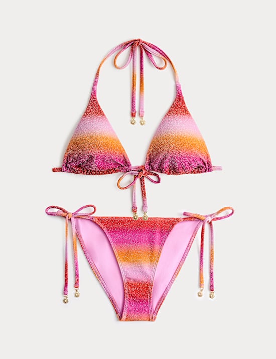 Ombre Sparkle Halterneck Triangle Bikini Set
