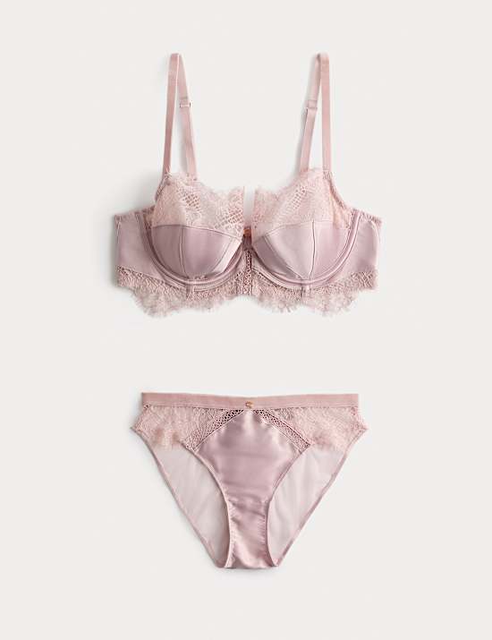 Saffron Satin & Lace Wired Balcony Bra Set A-E