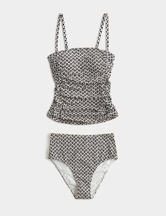 טנקיני בהדפס עם חיטוב בטן וכיווצים