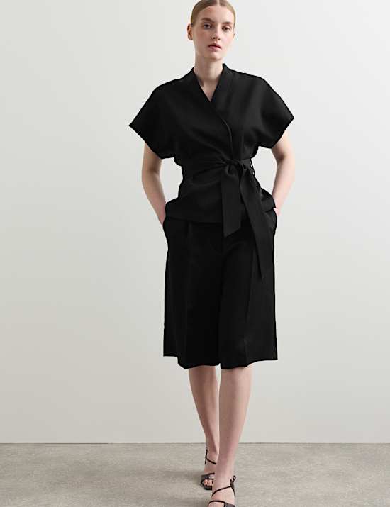 Wrap Jacket with Linen & Shorts