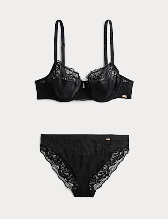 Silk & Lace Wired Balcony Bra Set