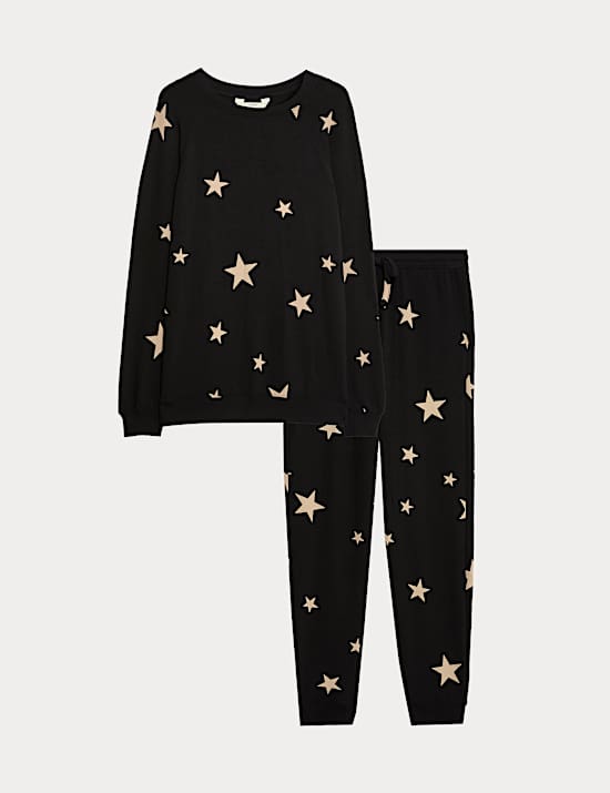 Star Print Crew Neck Long Sleeve Pyjama Set