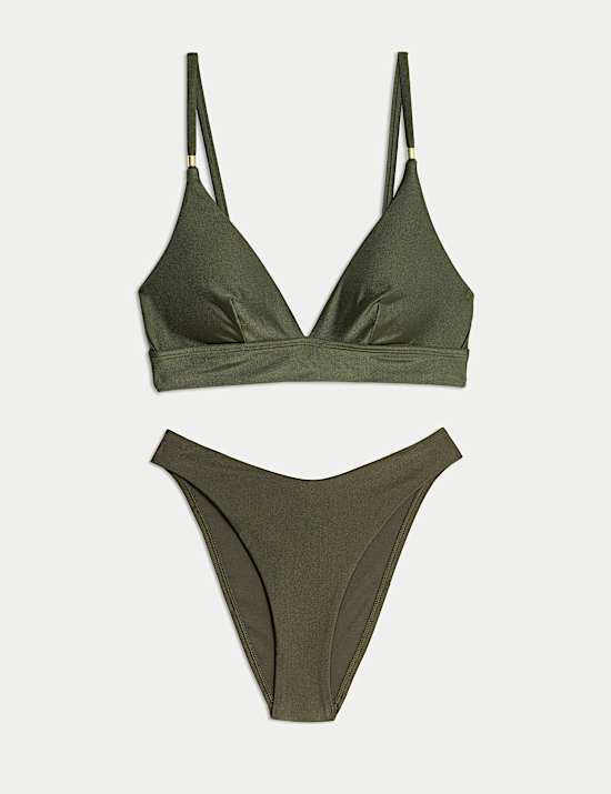 Padded Trim Detail Plunge Bikini Set