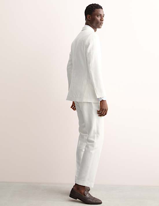 Costume croisé coupe ajustée en lin mélangé et soie