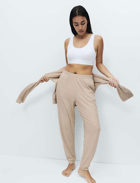 Ribbed Crew Neck Long Sleeve Pyjama Set