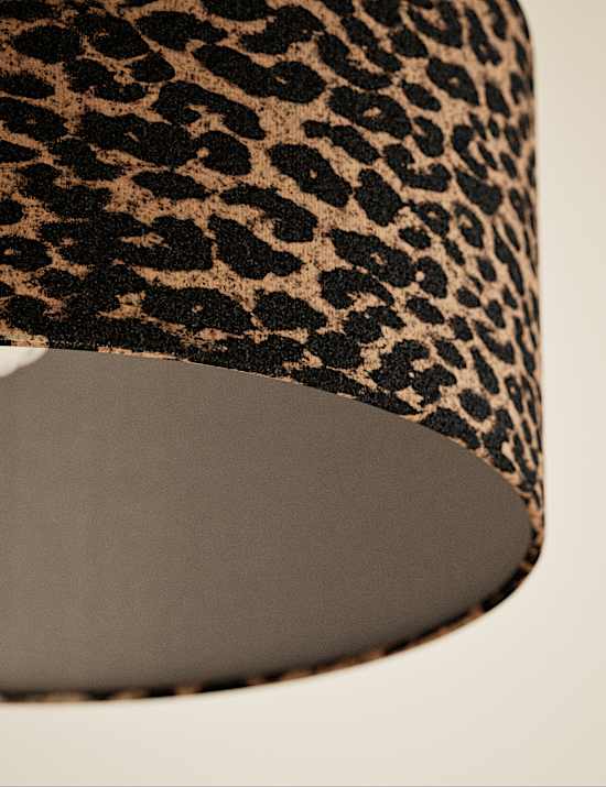 Velvet Leopard Print Drum Shade