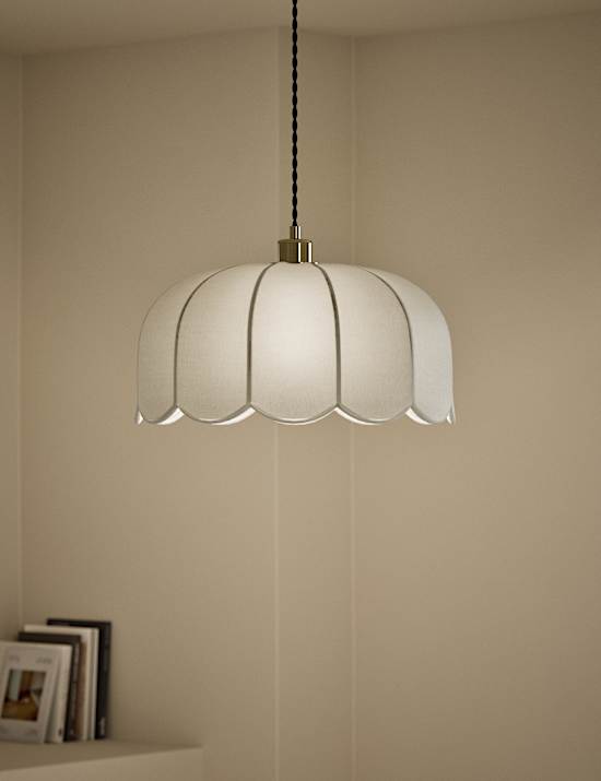 Skeletal Petal Fabric Scallop Pendant Light