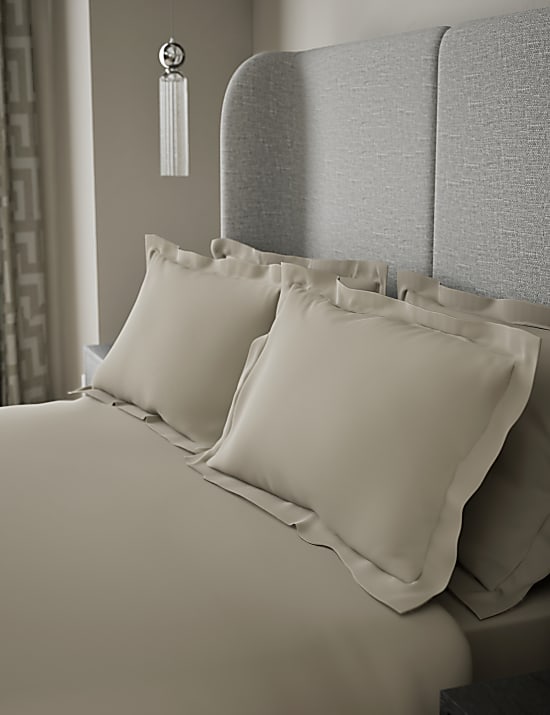 Lot de 2 taies d'oreiller Oxford en coton satin&eacute; 500TC &agrave; bords