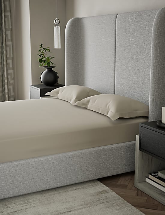 Lot de 2 taies d'oreiller Oxford en coton satin&eacute; 500TC &agrave; bords