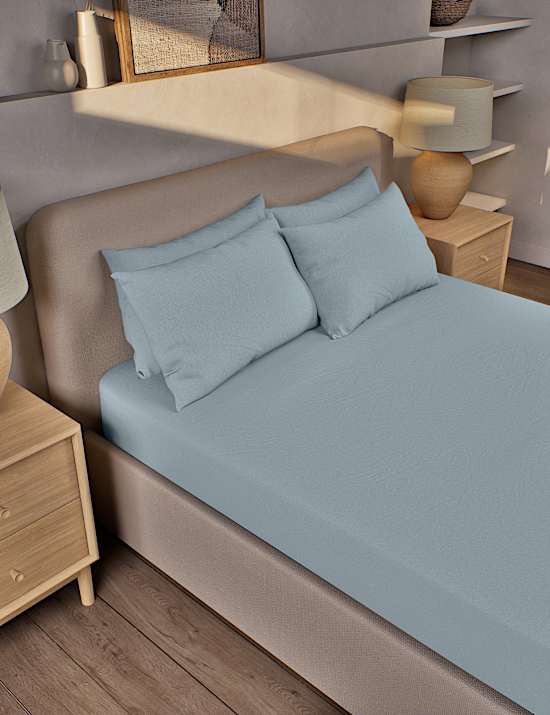 Drap-housse 100 % coton peign&eacute; &agrave; bonnets profonds