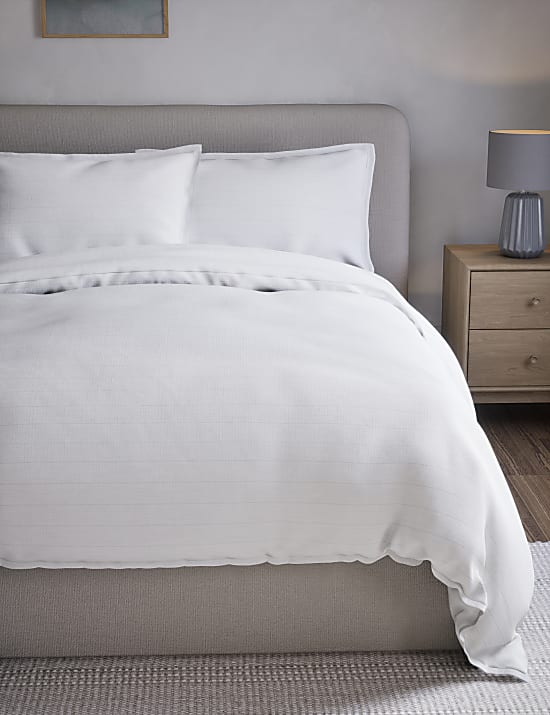 Parure de lit en coton côtelé à rayures