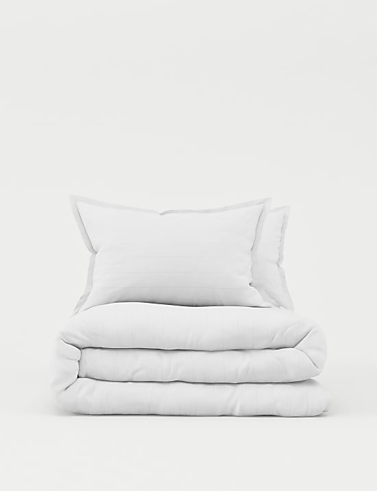 Parure de lit en coton côtelé à rayures