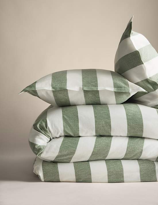 Linen Blend Striped Bedding Set