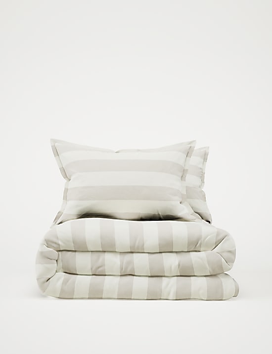 Set Perlengkapan Tidur Campuran Linen Motif Garis