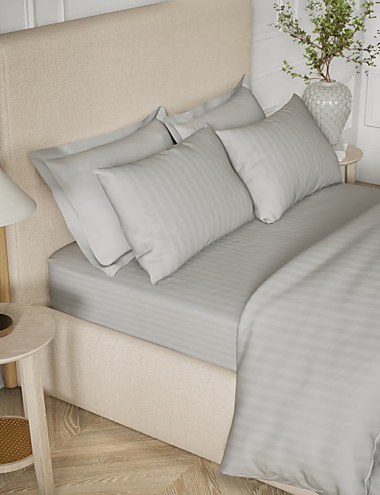 Pure Cotton Sateen Stripe Fitted Sheet