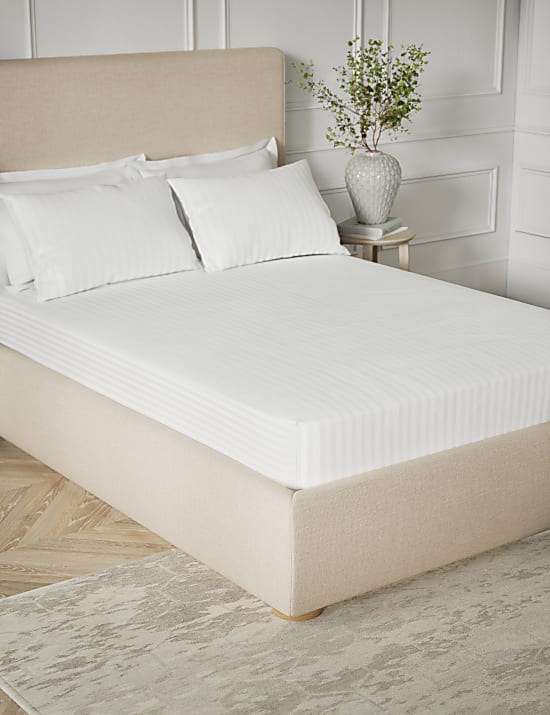 Pure Cotton Sateen Stripe Fitted Sheet