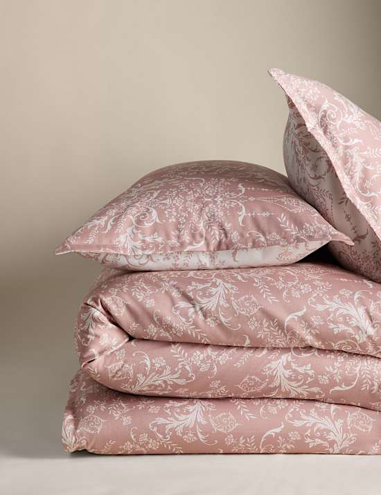 Parure de lit satinée à motif alouette damassé