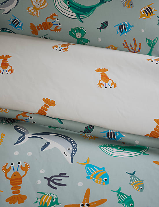 Parure de lit pur coton à motif vie aquatique