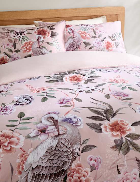 Set Perlengkapan Tidur Satin Motif Flora Chinoiserie