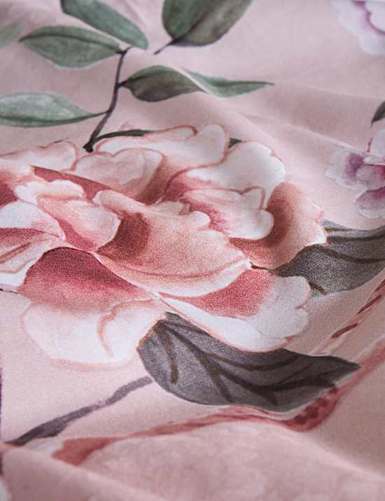 Set Perlengkapan Tidur Satin Motif Flora Chinoiserie