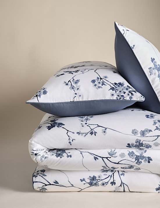 Set Perlengkapan Tidur Satin Katun Murni Motif Bunga Sakura