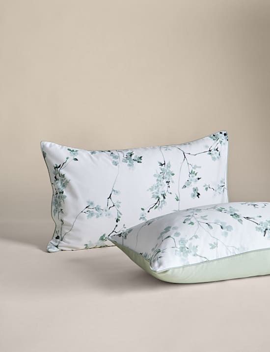 Parure de lit en satin 100 % coton &agrave; motif fleur de cerisier