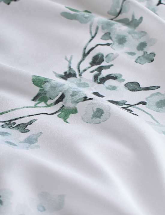 Parure de lit en satin 100 % coton &agrave; motif fleur de cerisier