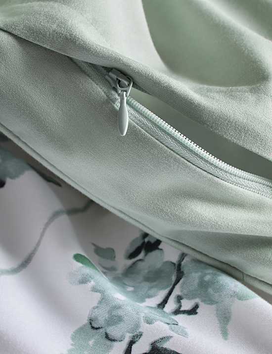 Parure de lit en satin 100 % coton &agrave; motif fleur de cerisier