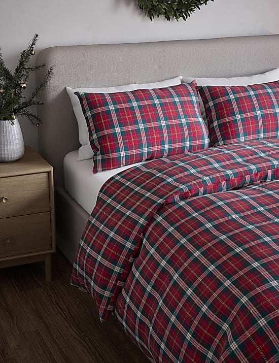 Pure Brushed Cotton Winter Checked Bedding Set